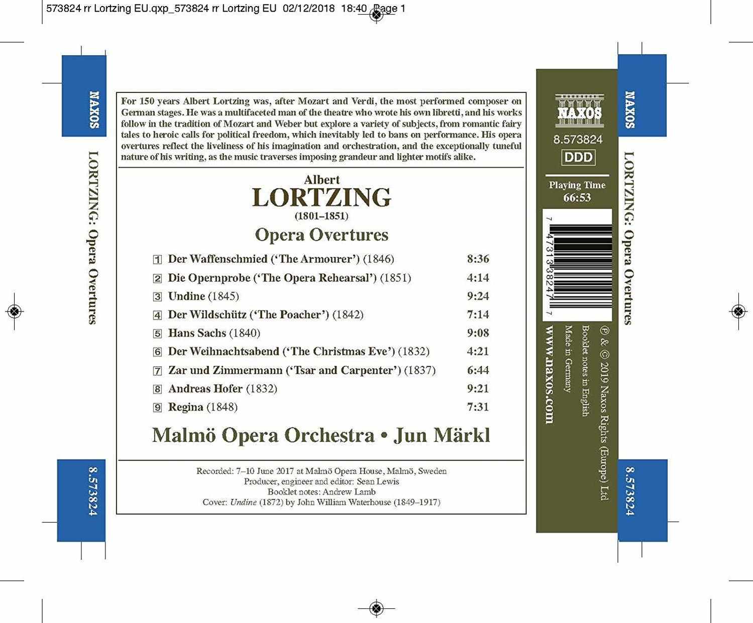Die Rückseite eines CD-Covers mit Text über Albert Lortzing, seine Opern und einen Barcode.