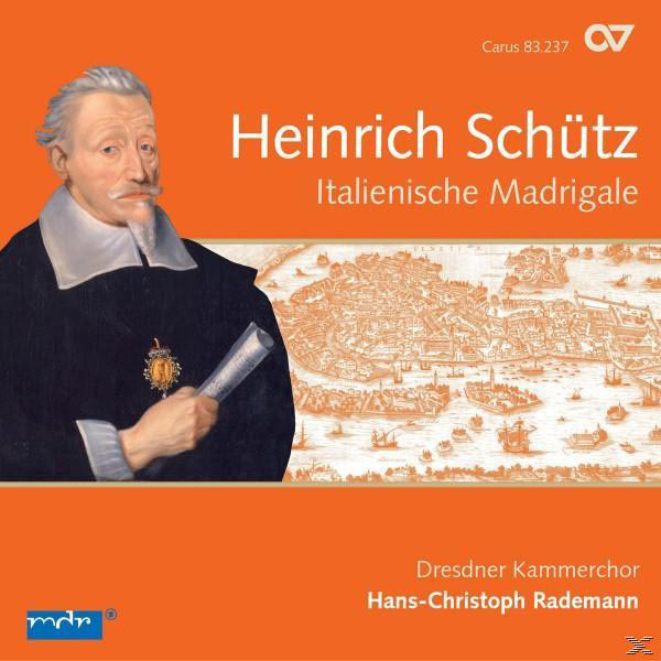 CD-Cover mit Porträt eines Mannes, orangefarbenem Hintergrund und Text.