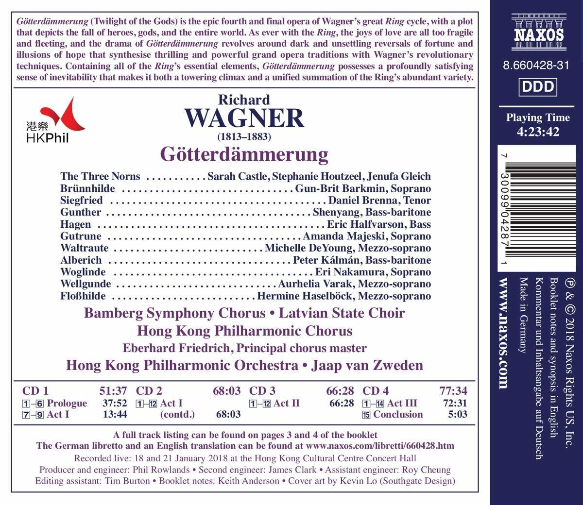 Ein CD-Cover mit einer Namensliste. Der Text lautet 'Richard Wagner' und 'Götterdämmerung'.