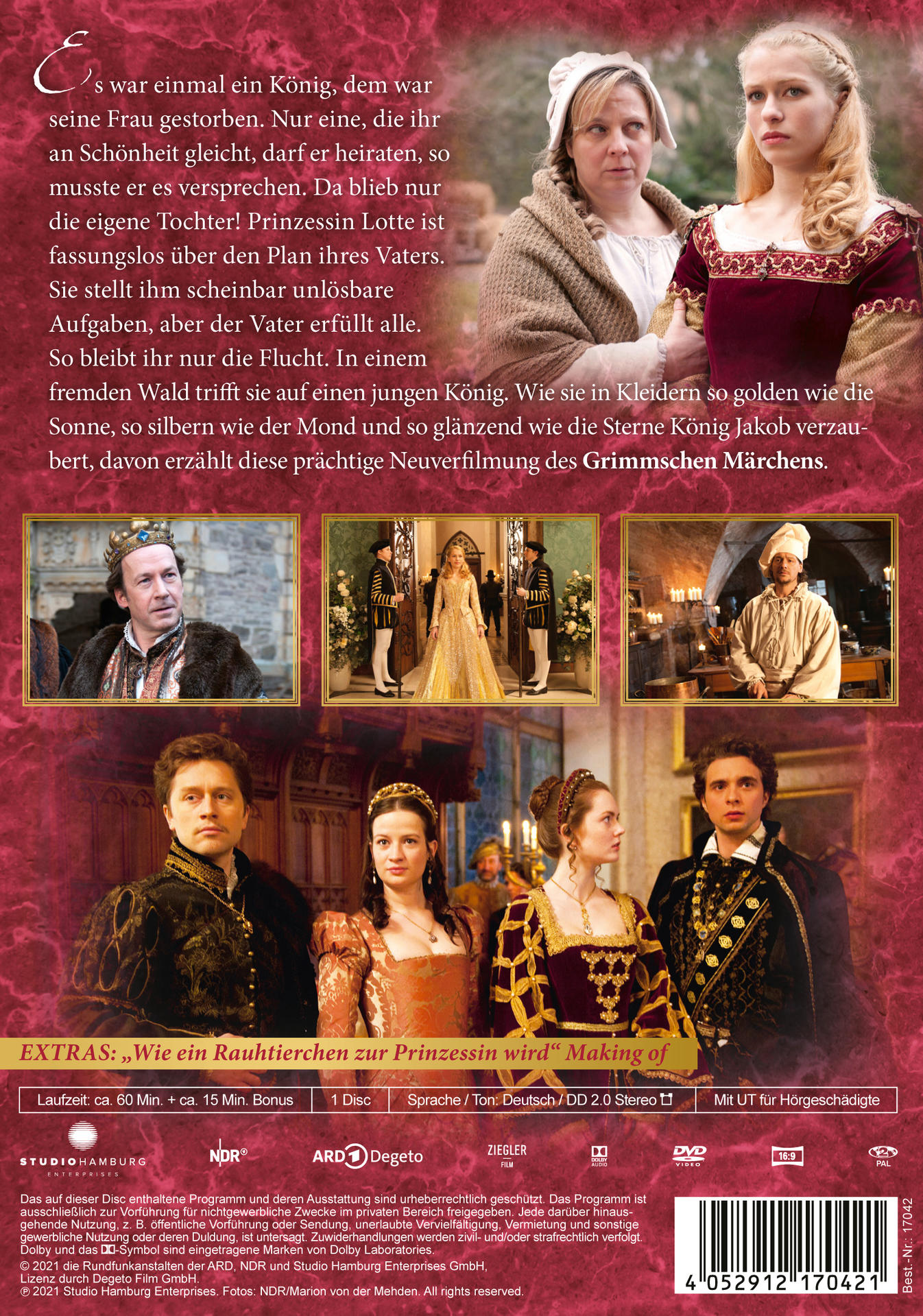 Rückseite einer DVD mit Bildern und Text über einen Märchenfilm.