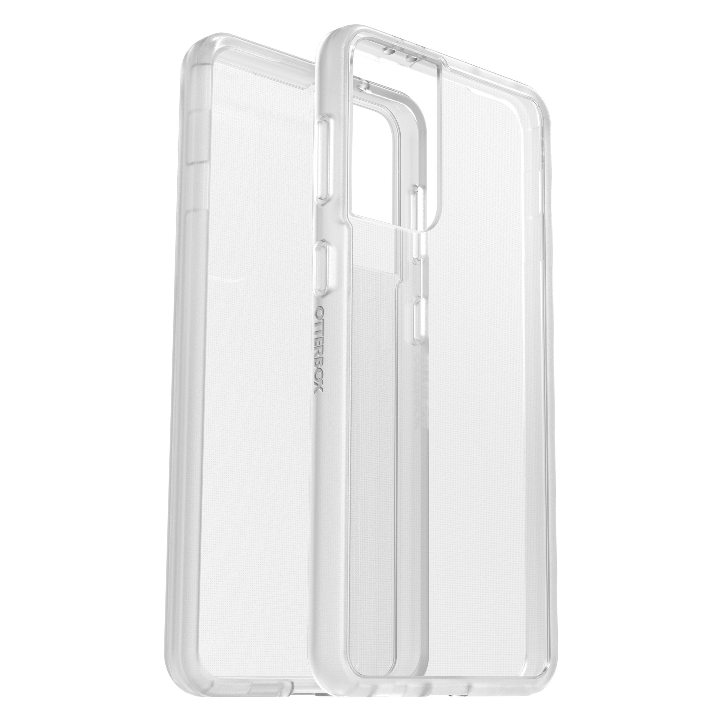 Transparente Handyhülle. Zwei Teile aus transparentem Kunststoff, vorne und hinten.