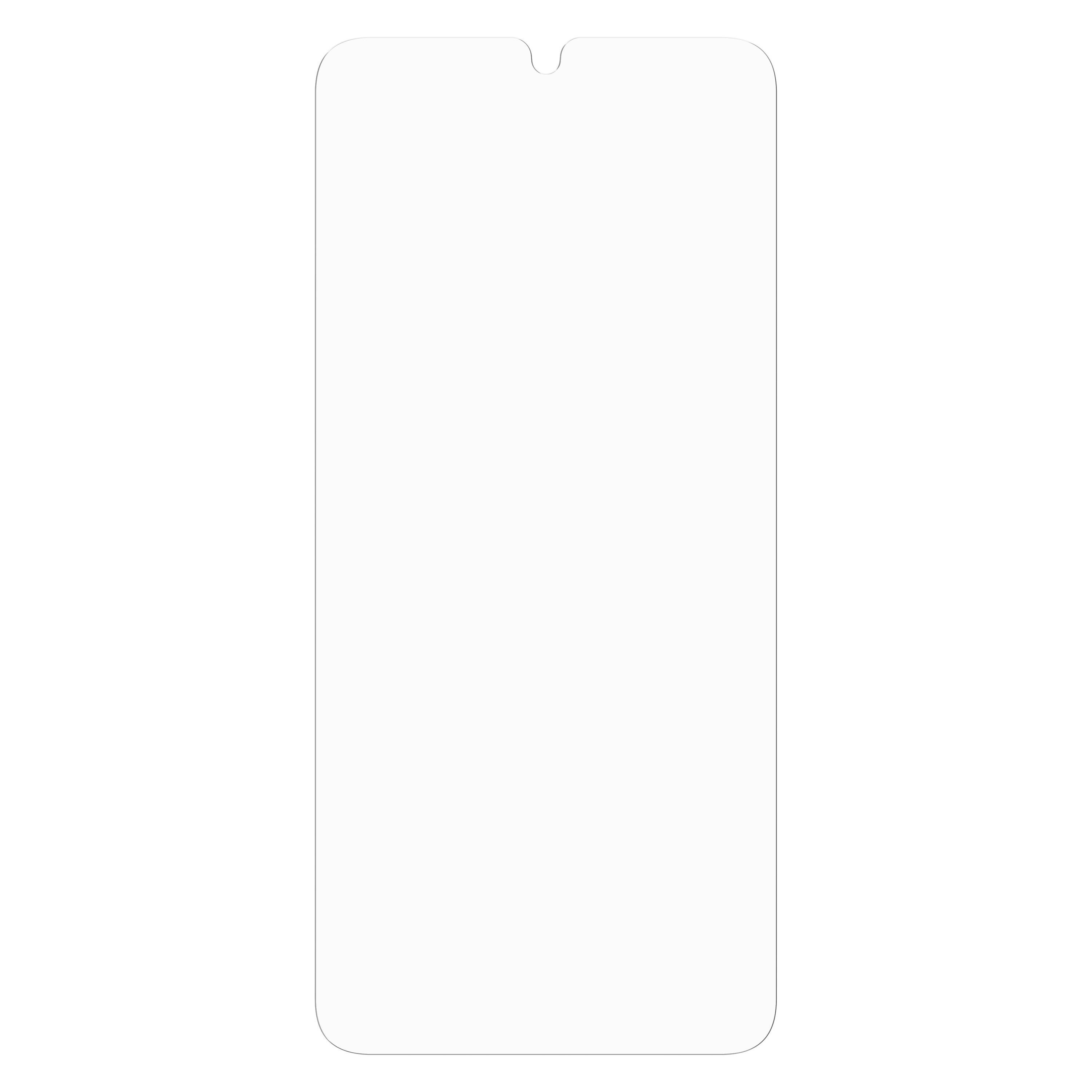 Ein klarer Displayschutz für ein Telefon mit einer Kerbe oben.