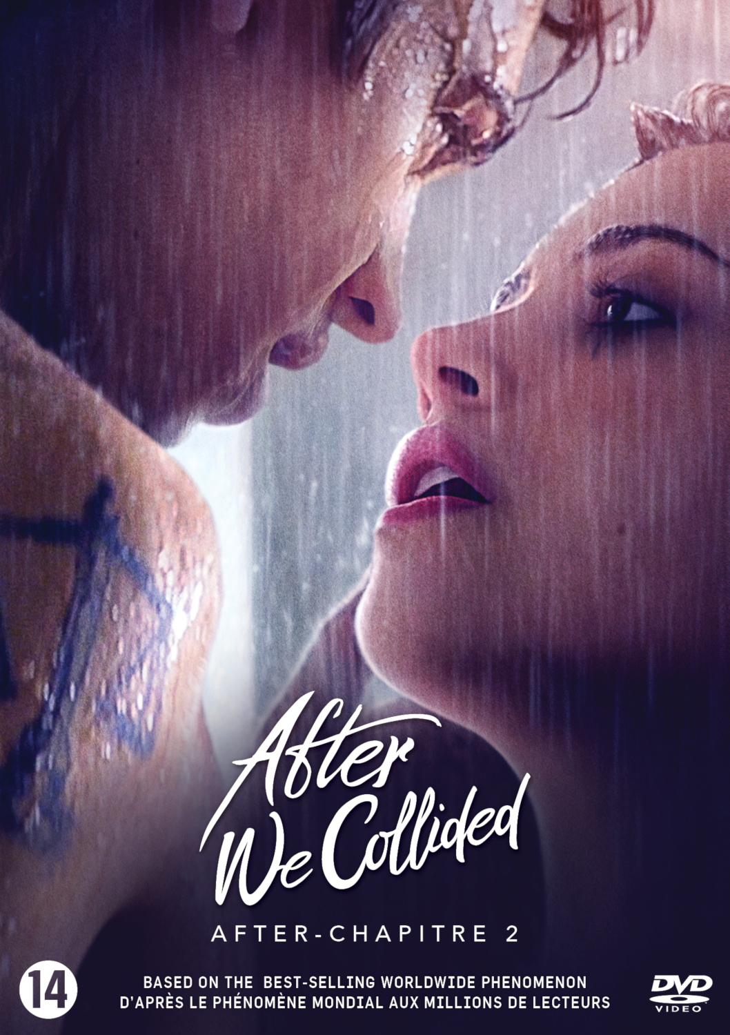 Affiche du film 'After We Collided'. Deux personnes sous la pluie, en gros plan.