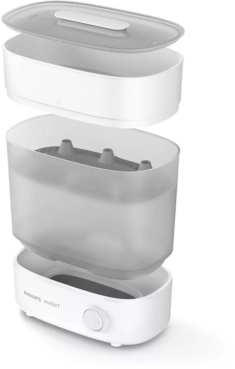 Philips Avent cumisüveg sterilizáló szétszedett alkatrészekkel.
