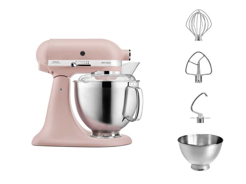 KITCHEN AID 4.8l Küchenmaschine 5KSM185PSEFT Feather Pink Küchenmaschine Pink (Rührschüsselkapazität: 4,8 l, 300 Watt)