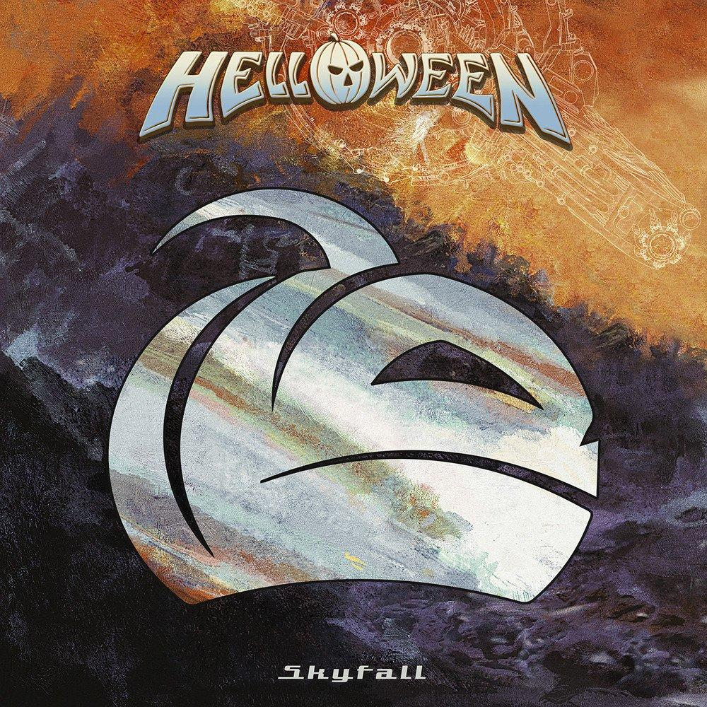 Albumcover mit Kürbis-Logo und Text: HELLOWEEN Skyfall.