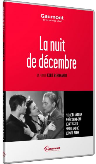 Pochette de DVD. Trois personnes dans une scène. Fond rouge. Titre : La nuit de décembre.