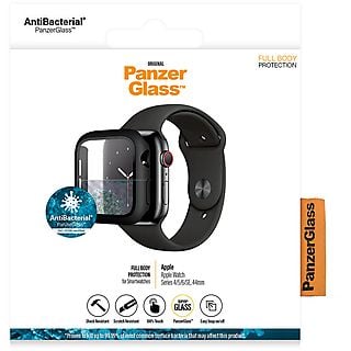 PANZERGLASS Antibacteriële Zwarte Full Body Screenprotector Apple Watch Series 4/5/6/SE 44 mm