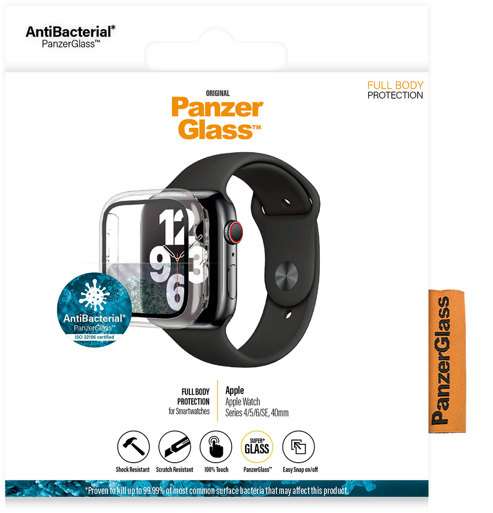 Panzerglass Antibacteriële Transparante Full Body Screenprotector Apple Watch Series 4/5/6/se 40 Mm afbeelding