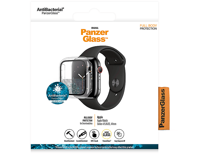 PANZERGLASS Antibacteriële Transparante Full Body Screenprotector Apple  Watch Series 4/5/6/SE 44 mm kopen? | MediaMarkt