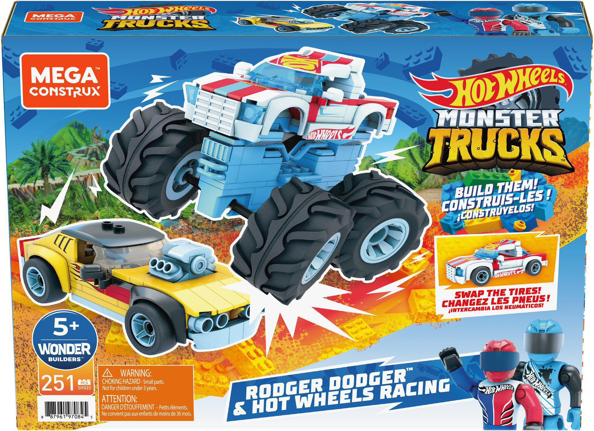 MEGA CONSTRUX Hot Wheels Rodger Dodger & Racing Spielset Mehrfarbig