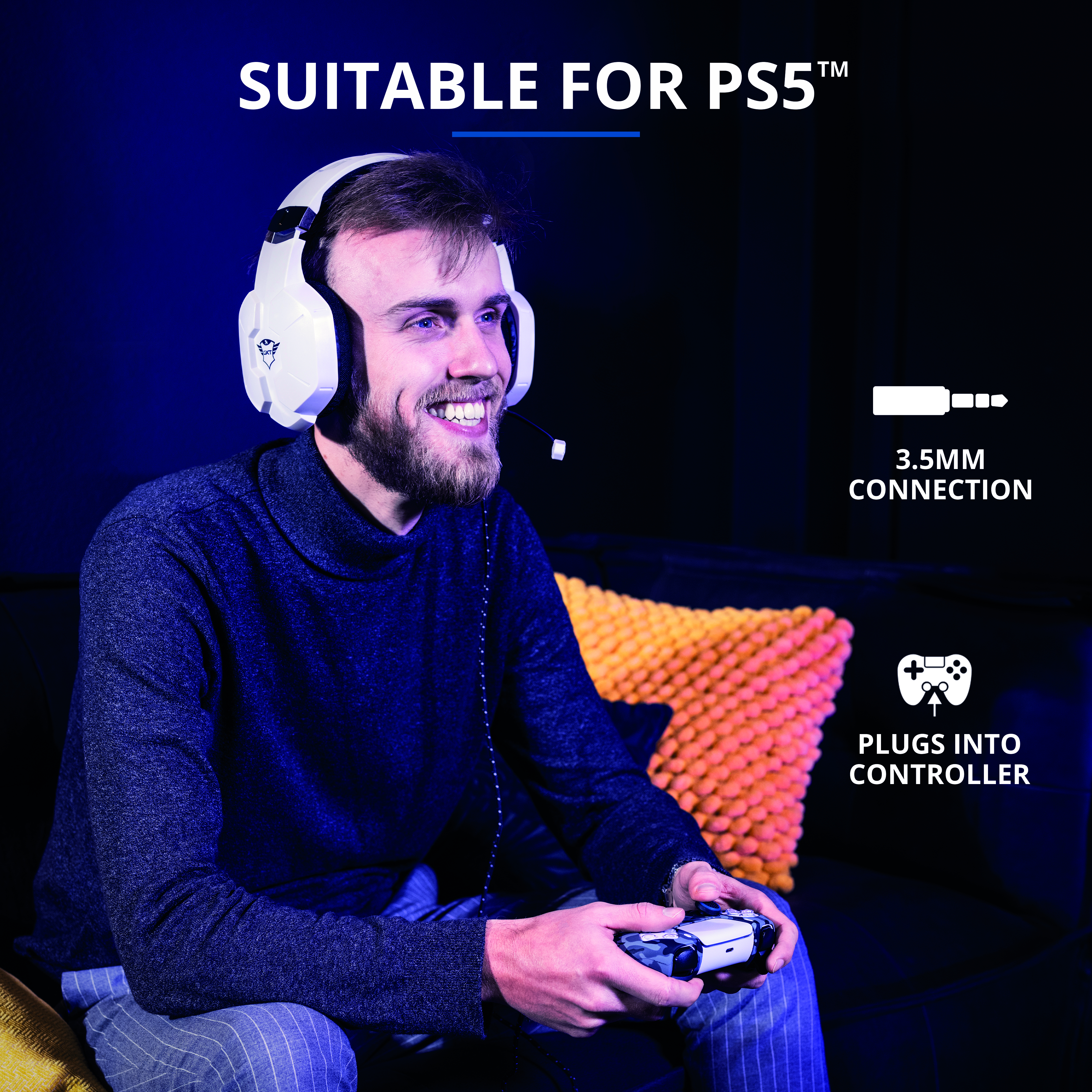 TRUST GXT 323W Carus Over-ear Gaming Headset für PS4 und PS5 - Weiß