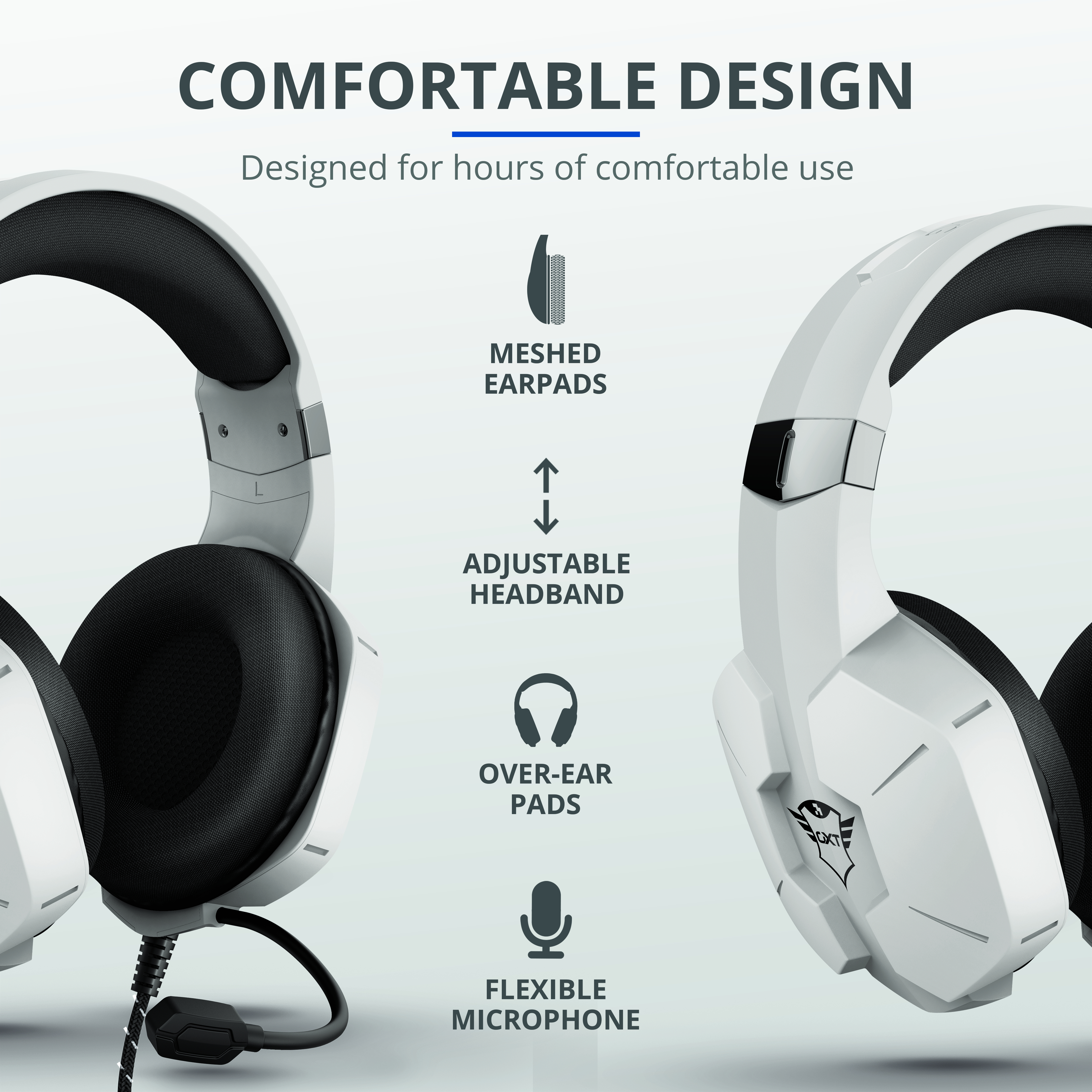 TRUST GXT 323W Carus Over-ear Gaming Headset für PS4 und PS5 - Weiß