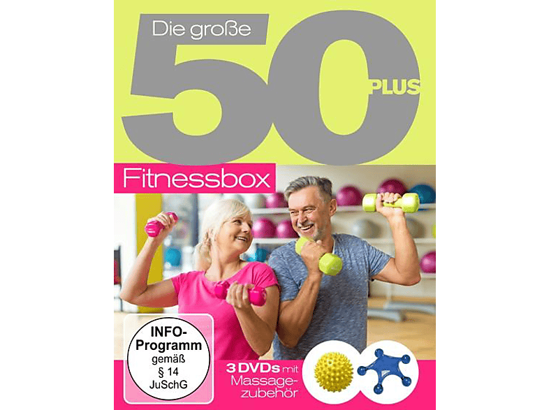 Die große 50+ Fitnessbox mit Massagezubehör DVD