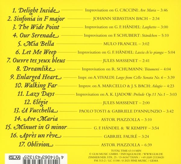 CD-Cover mit Titelliste. Text ist weiß auf dunkelblauem Hintergrund.