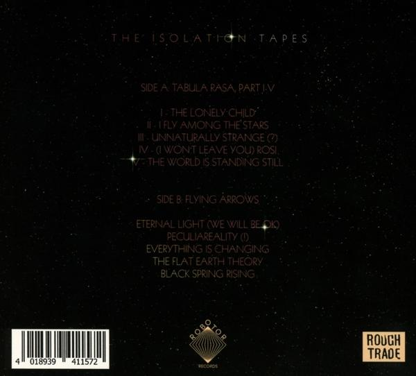Rückseite der CD mit Text. Verfügt über einen Sternenhintergrund und Songtitel.