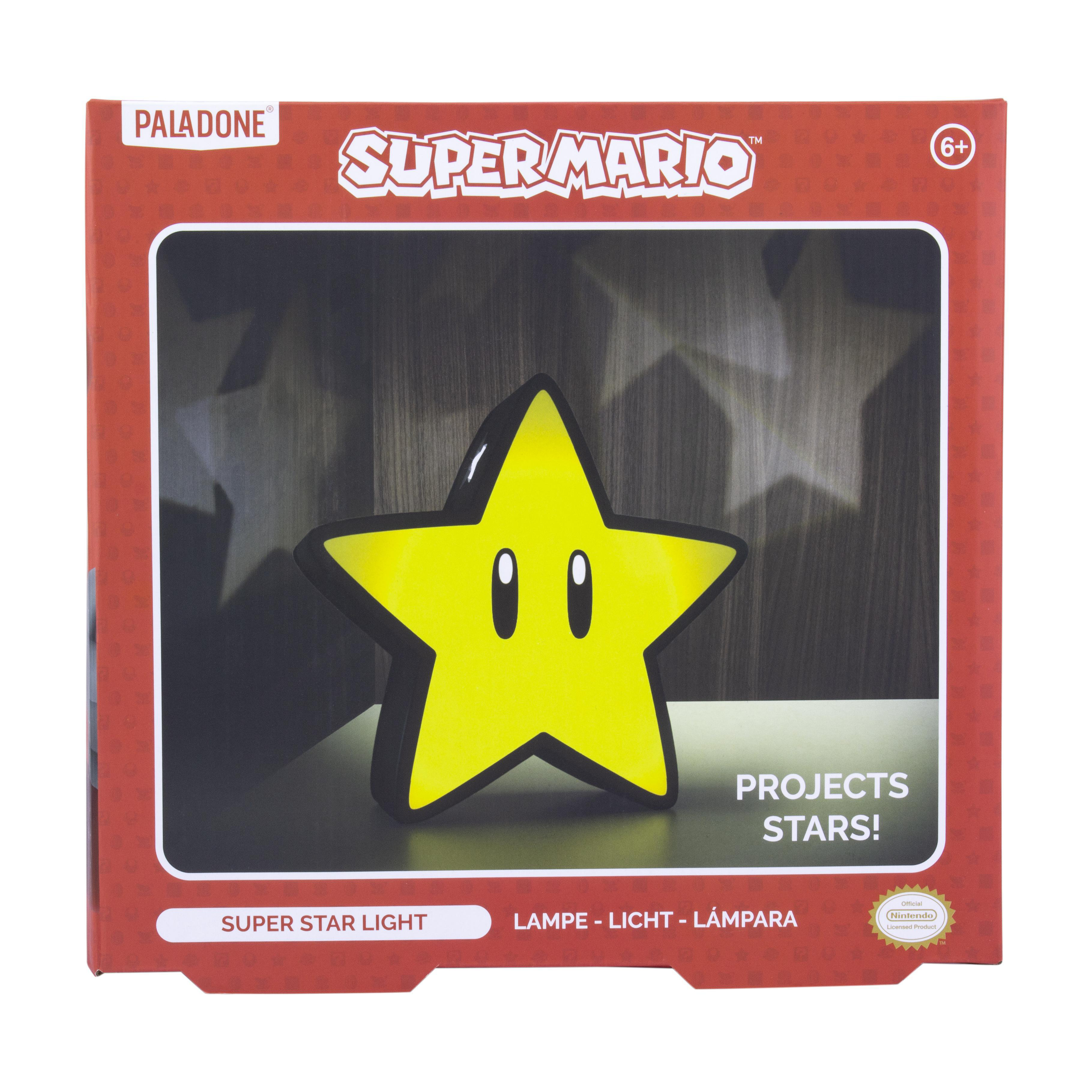 Verpackung mit Super Mario Sternlicht-Projektor, gelber Stern mit Augen.
