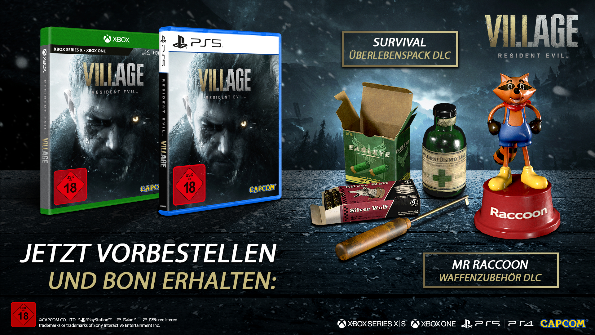 Spielbox, Werbematerial mit Spielkassetten und zusätzlichen Artikeln.