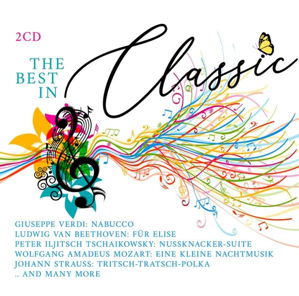 Albumcover. Text 'Classic' mit Noten und einer Liste von Liedern und Komponisten.