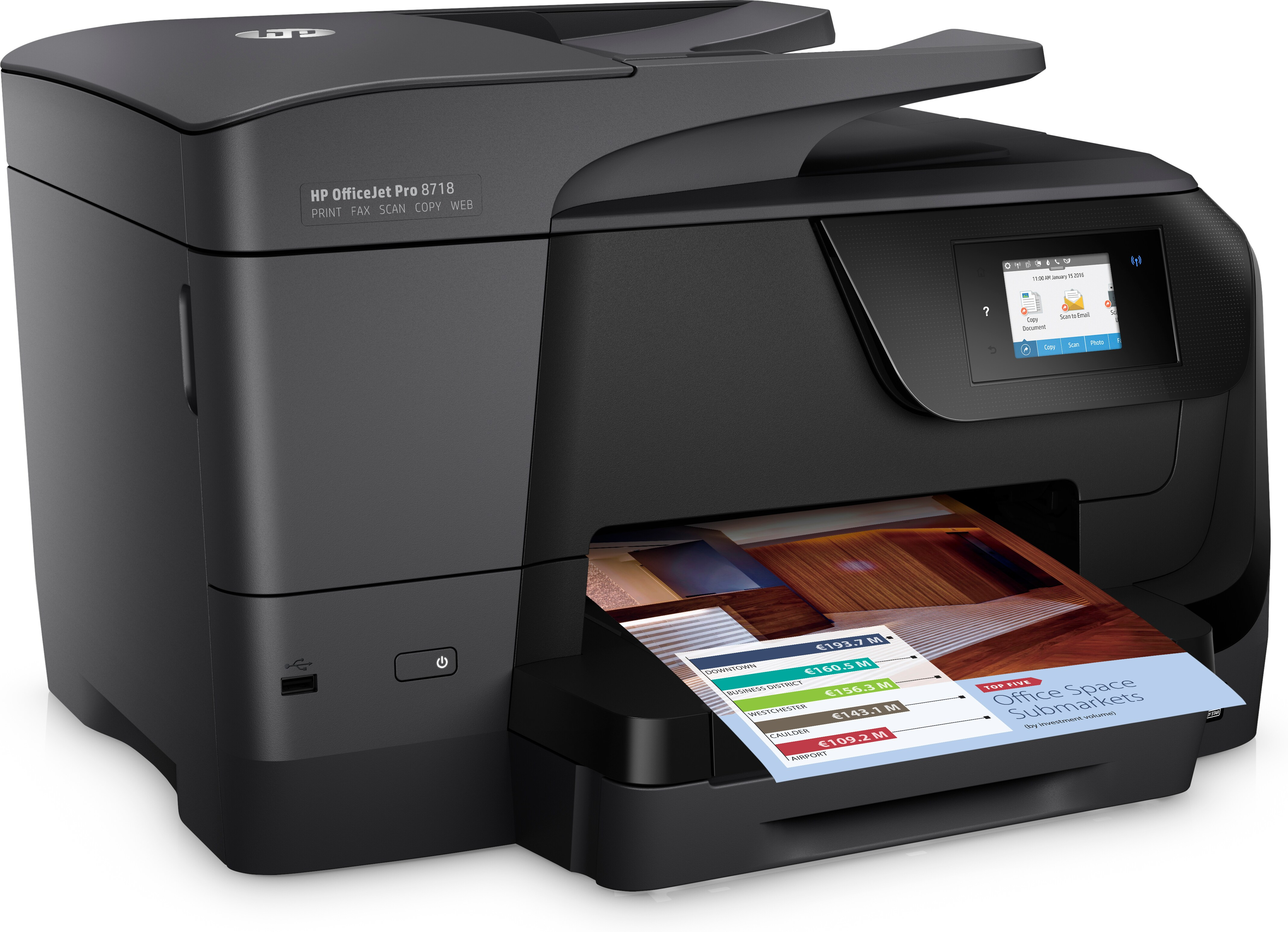 Impresora multifunción - HP OfficeJet Pro 8718, Doble cara automático, WiFi, Ethernet, USB