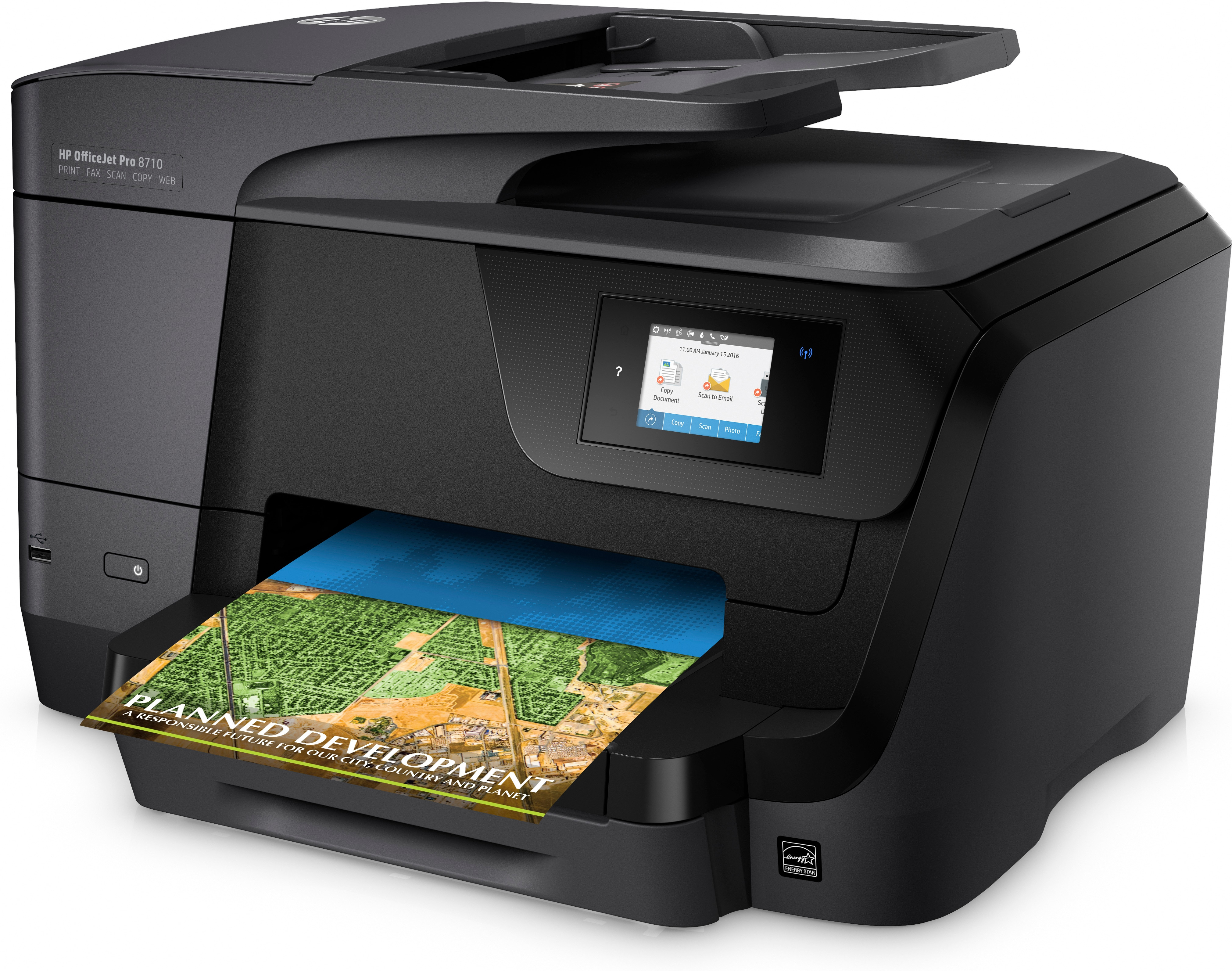 Impresora multifunción - HP Officejet PRO 8710, Doble cara automático, WiFi, Ethernet, USB