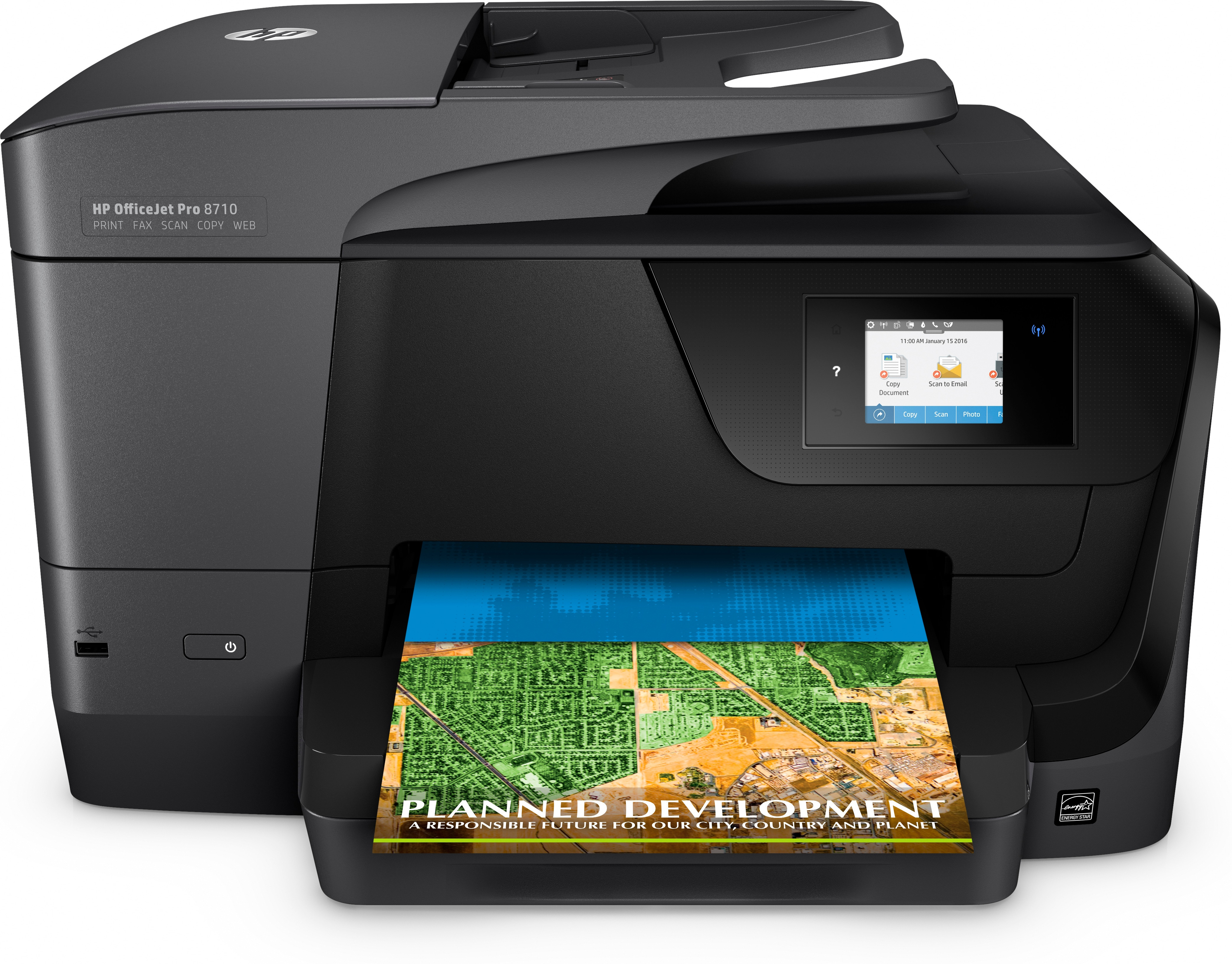 Impresora multifunción - HP Officejet PRO 8710, Doble cara automático, WiFi, Ethernet, USB