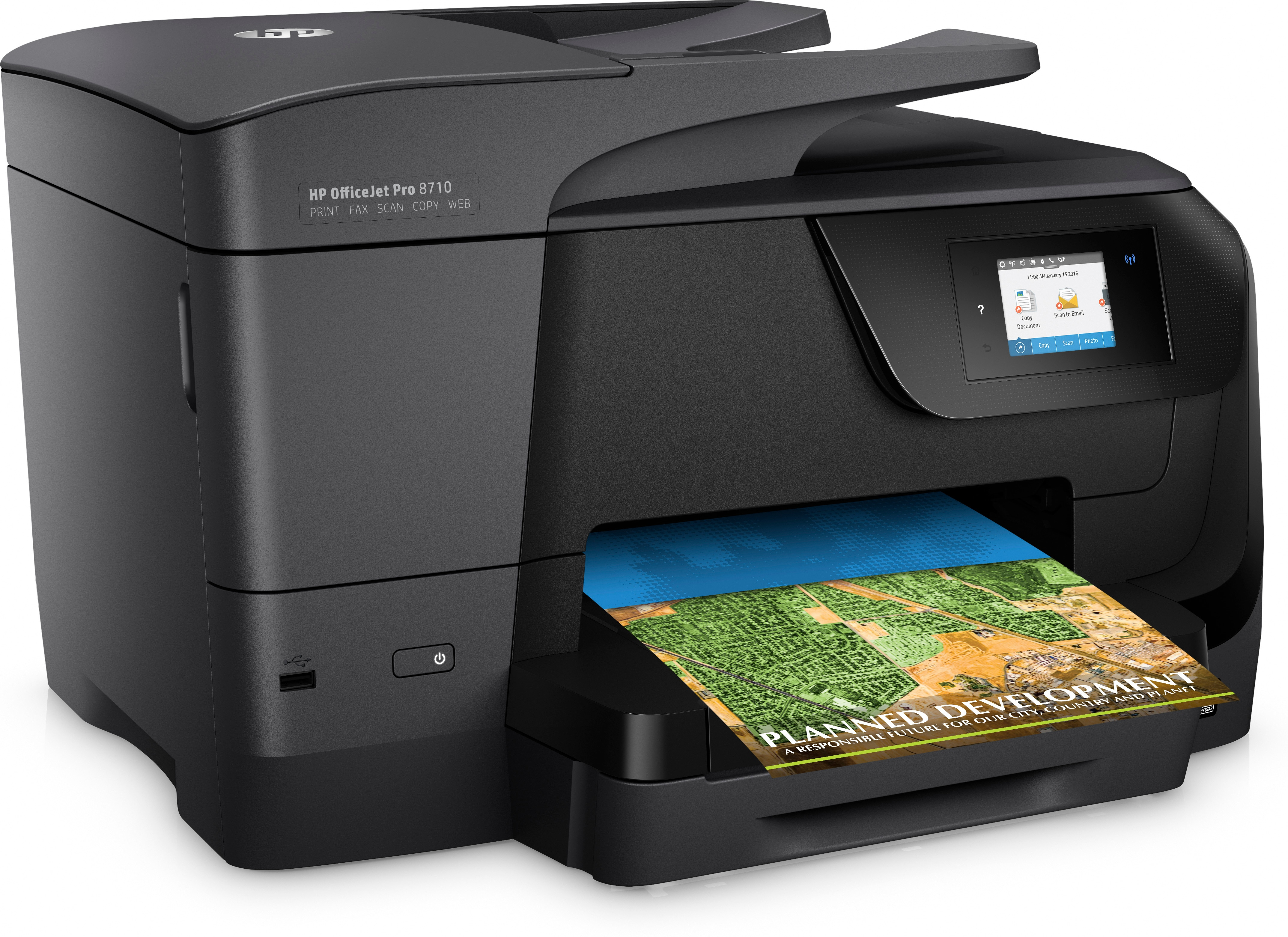 Impresora multifunción - HP Officejet PRO 8710, Doble cara automático, WiFi, Ethernet, USB