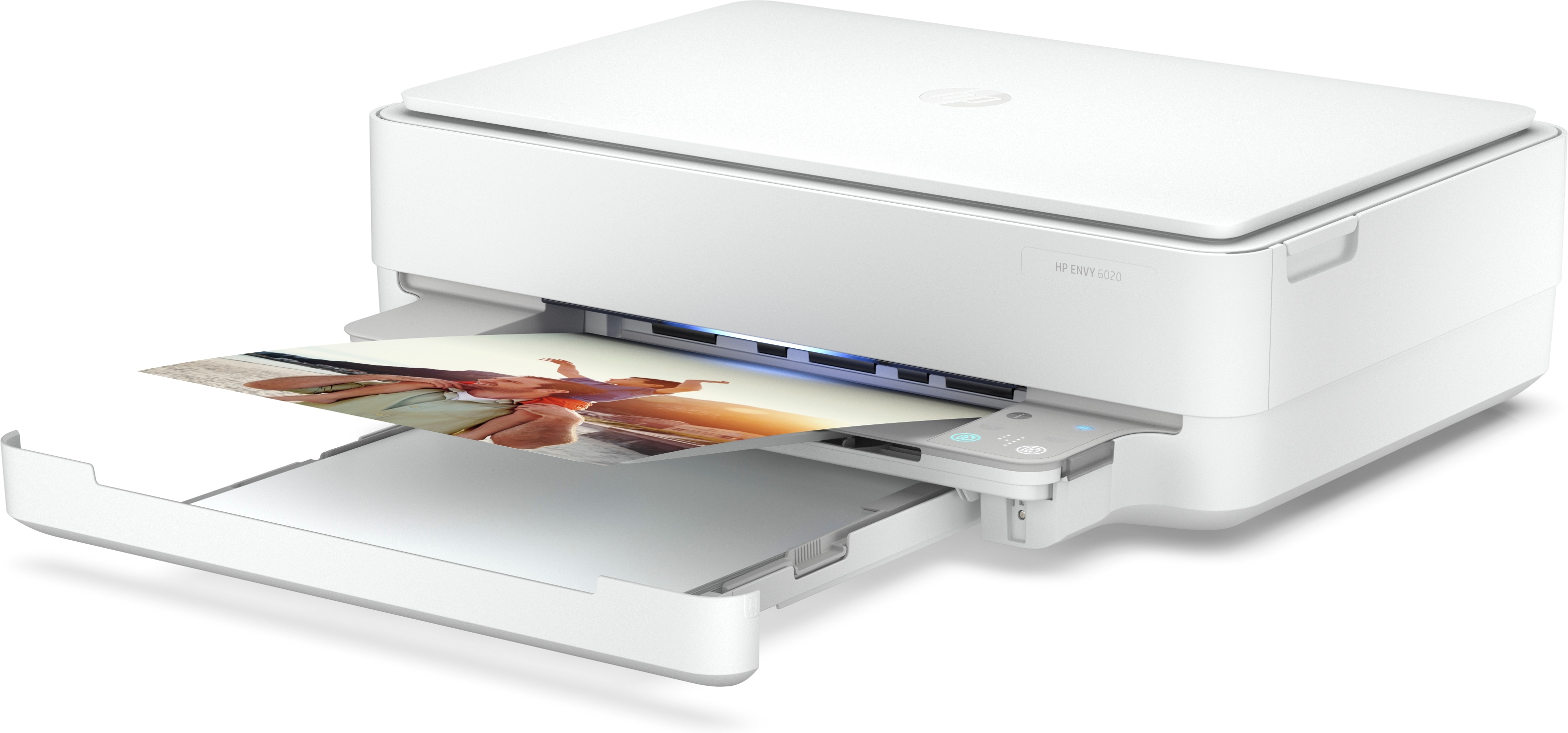 Impresora multifunción - HP Envy 6020, Color 17 ppm, 1200 ppp, WiFi, USB, 128 MB, Blanco