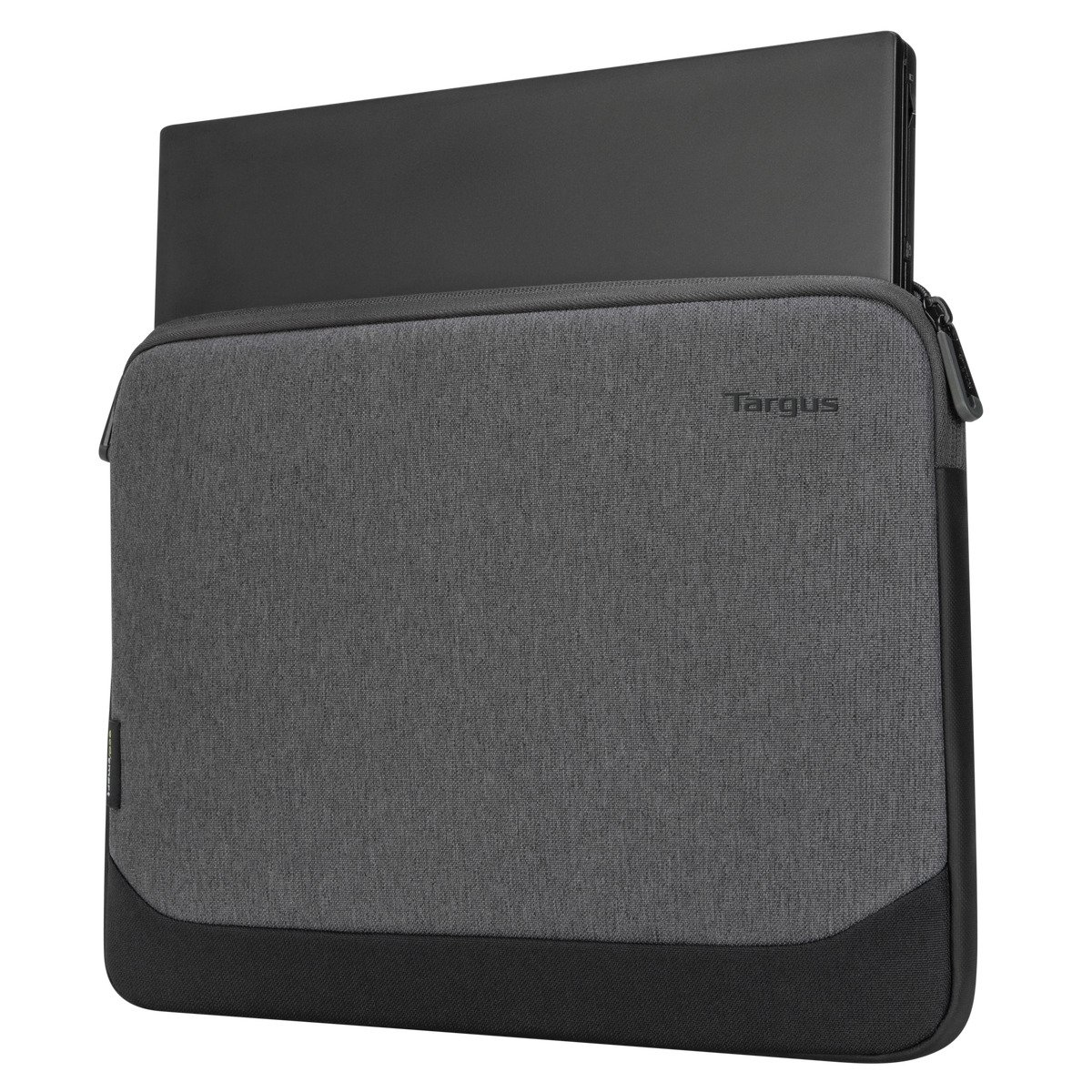 Funda gris para portátil Targus con un portátil dentro.