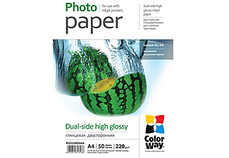 COLORWAY Fotópapír, kétoldalas magasfényű, 220 g/m2, A4, 50 lap (PGD220050A4)