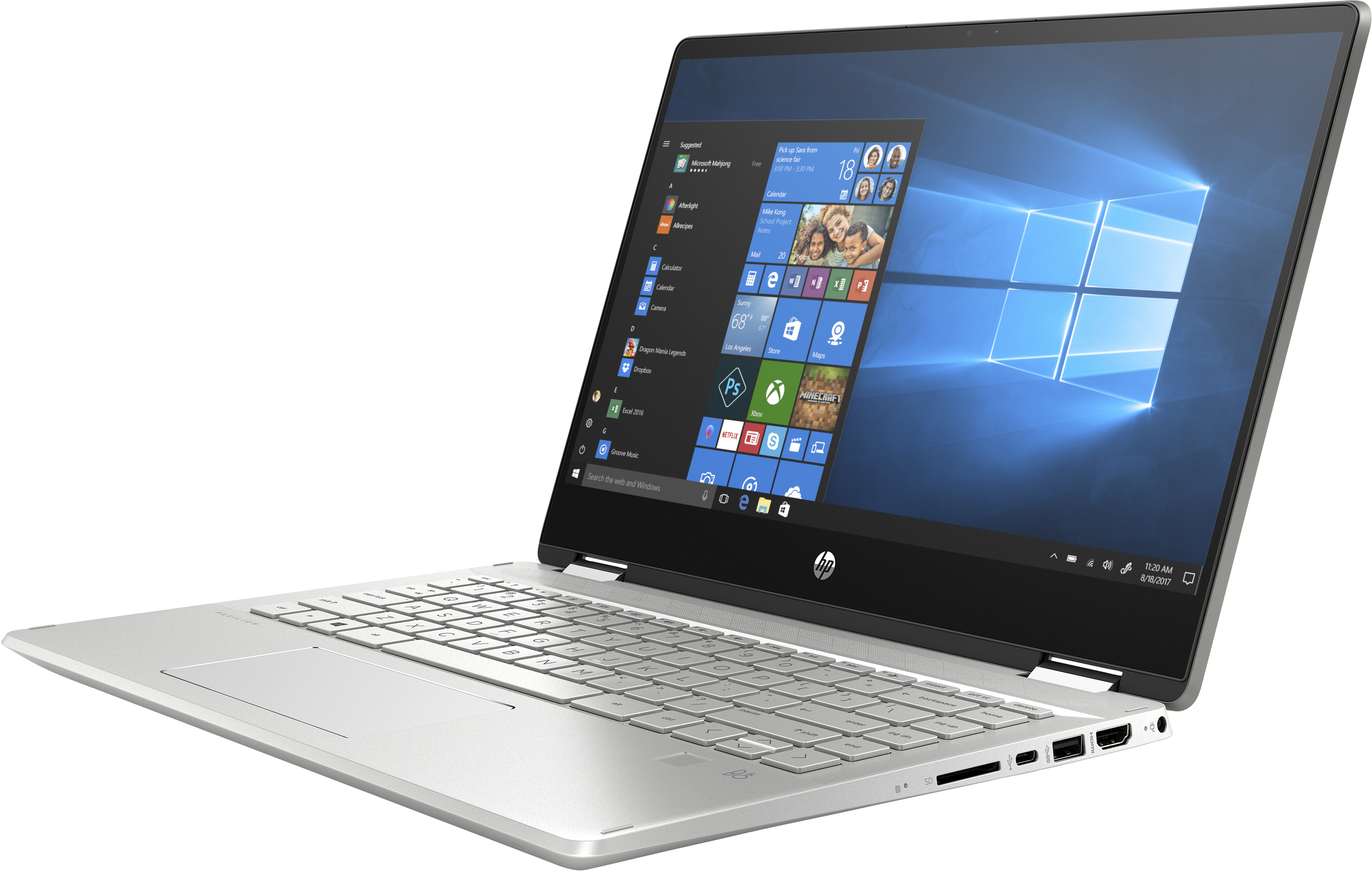 Convertible 2 en 1 - HP Pavilion x360 14-dh1023ns, 14", Intel® Core™ i3-10110U, 8 GB, 512 GB, W10, Plata