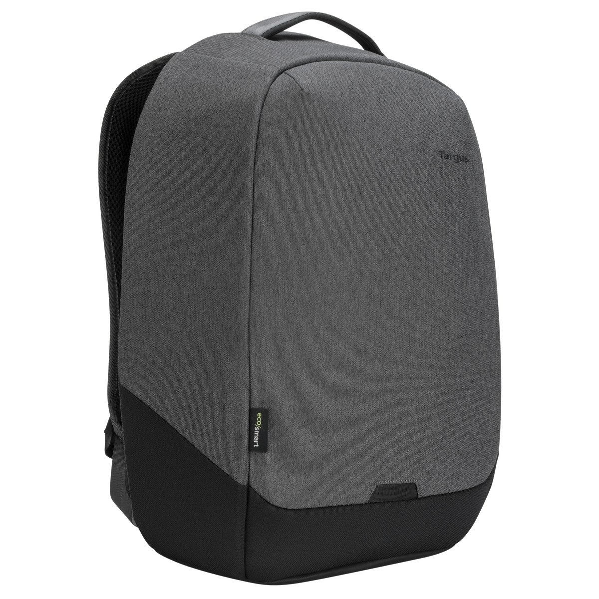 Una mochila Targus EcoSmart gris y negra.