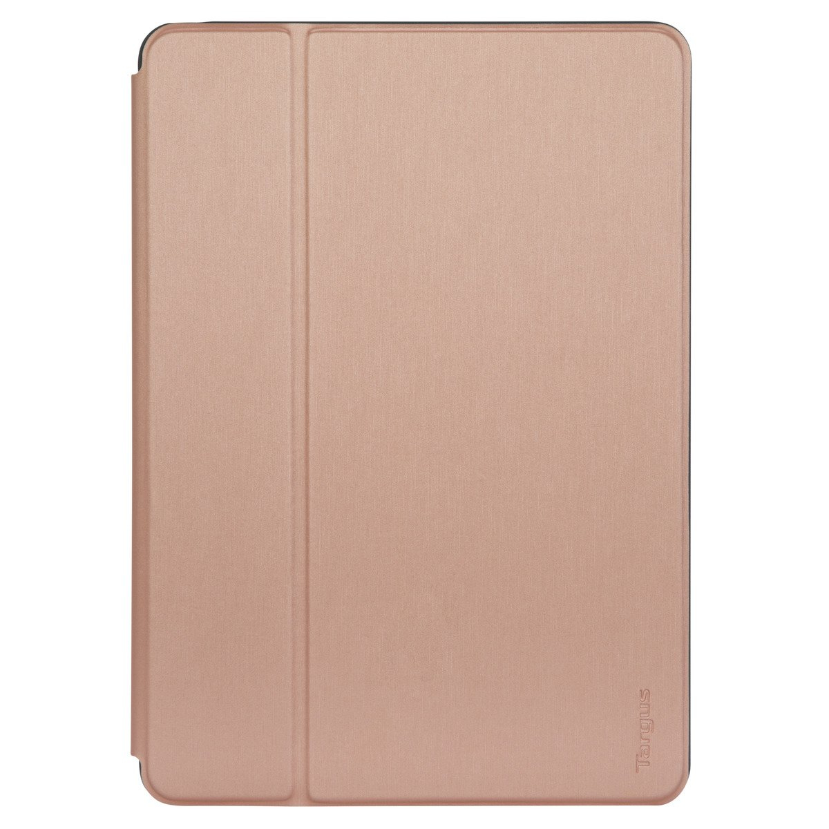 Funda para tableta oro rosa con superficie lisa y texturizada.
