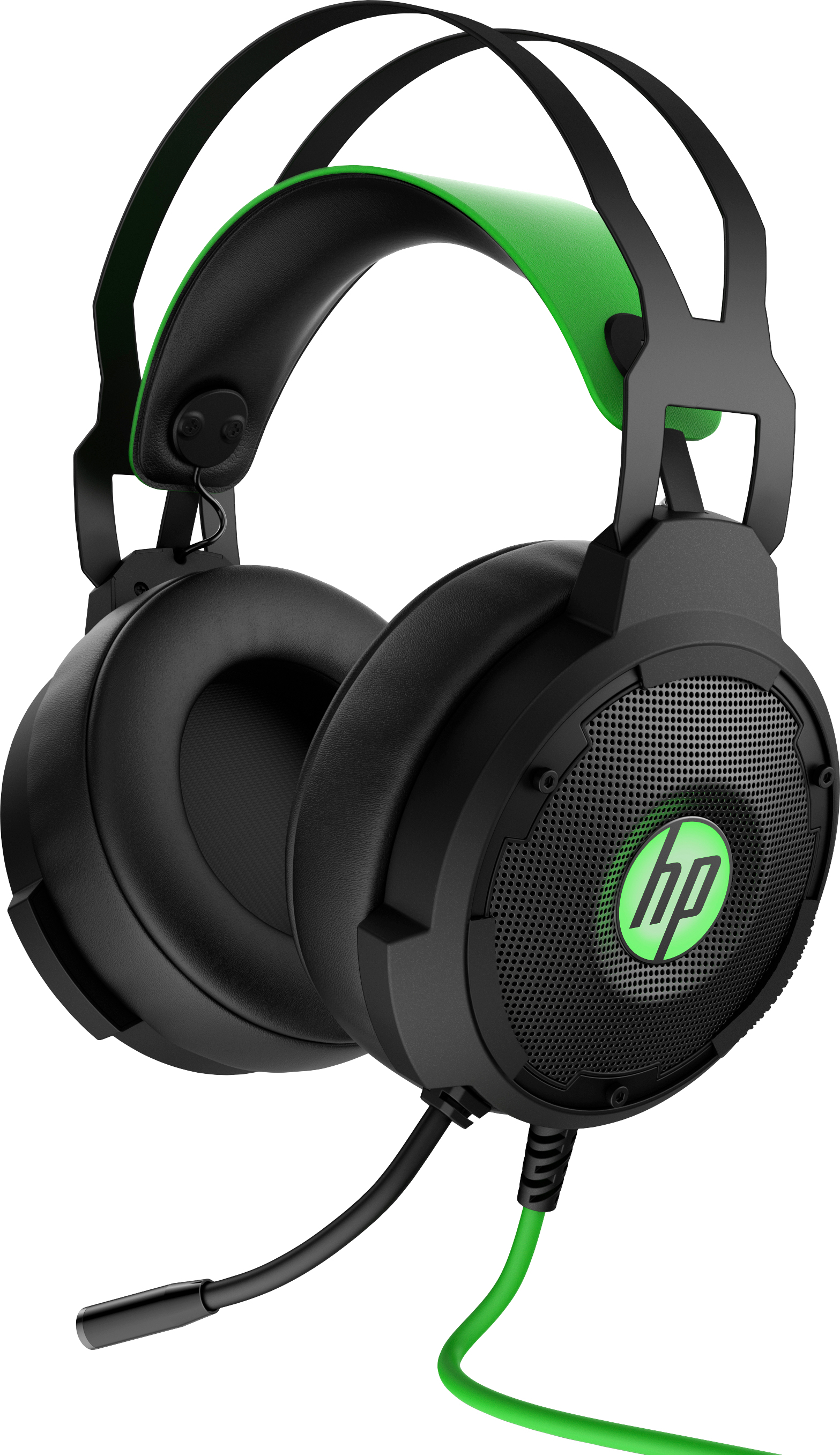 Auriculares gaming - HP Pavilion 600, Sonido envolvente 7.1, LED, Micrófono, Verde y negro