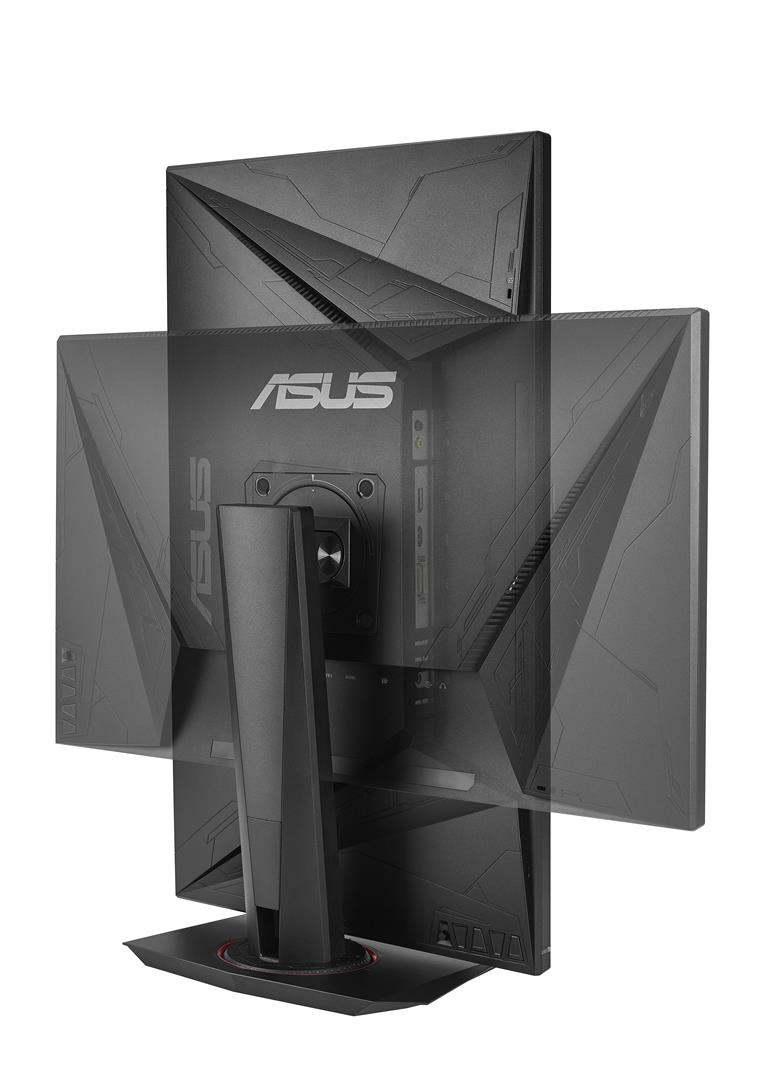 Dos monitores de computadora negros apilados. El monitor superior está ligeramente inclinado. Fondo blanco.