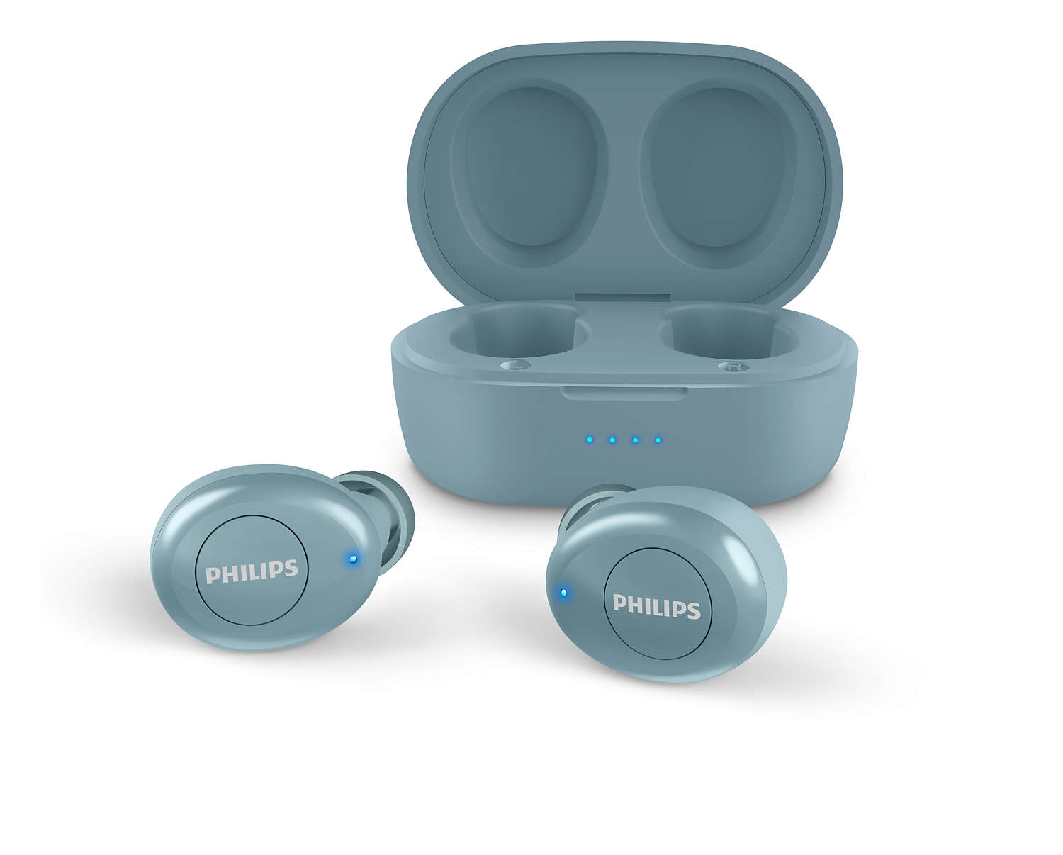 Auriculares True Wireless - Philips TAT2205BL/00, True Wireless, Bluetooth, 12h, Azul + Estuche de carga