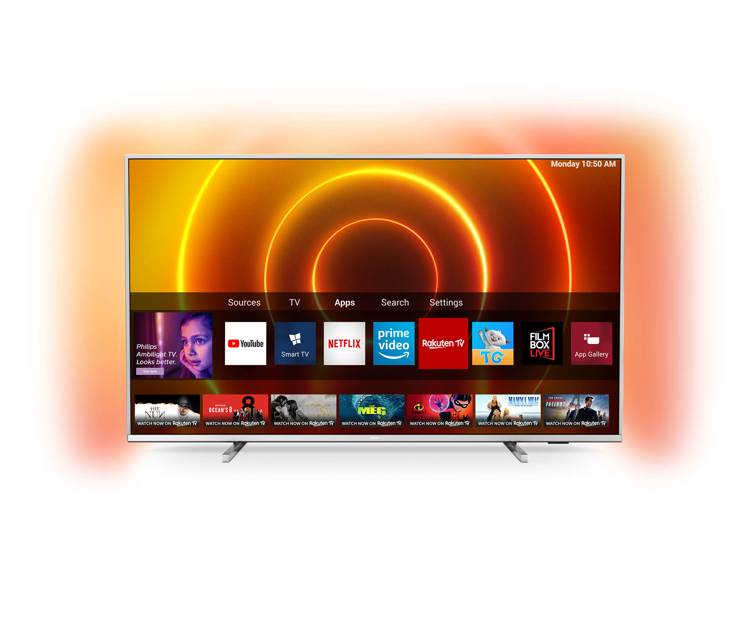 TV LED 55" - Philips 55PUS7855/12, UHD 4K, 3840 x 2160, HDMI, USB, HDR+, Dolby Atmos, Plata