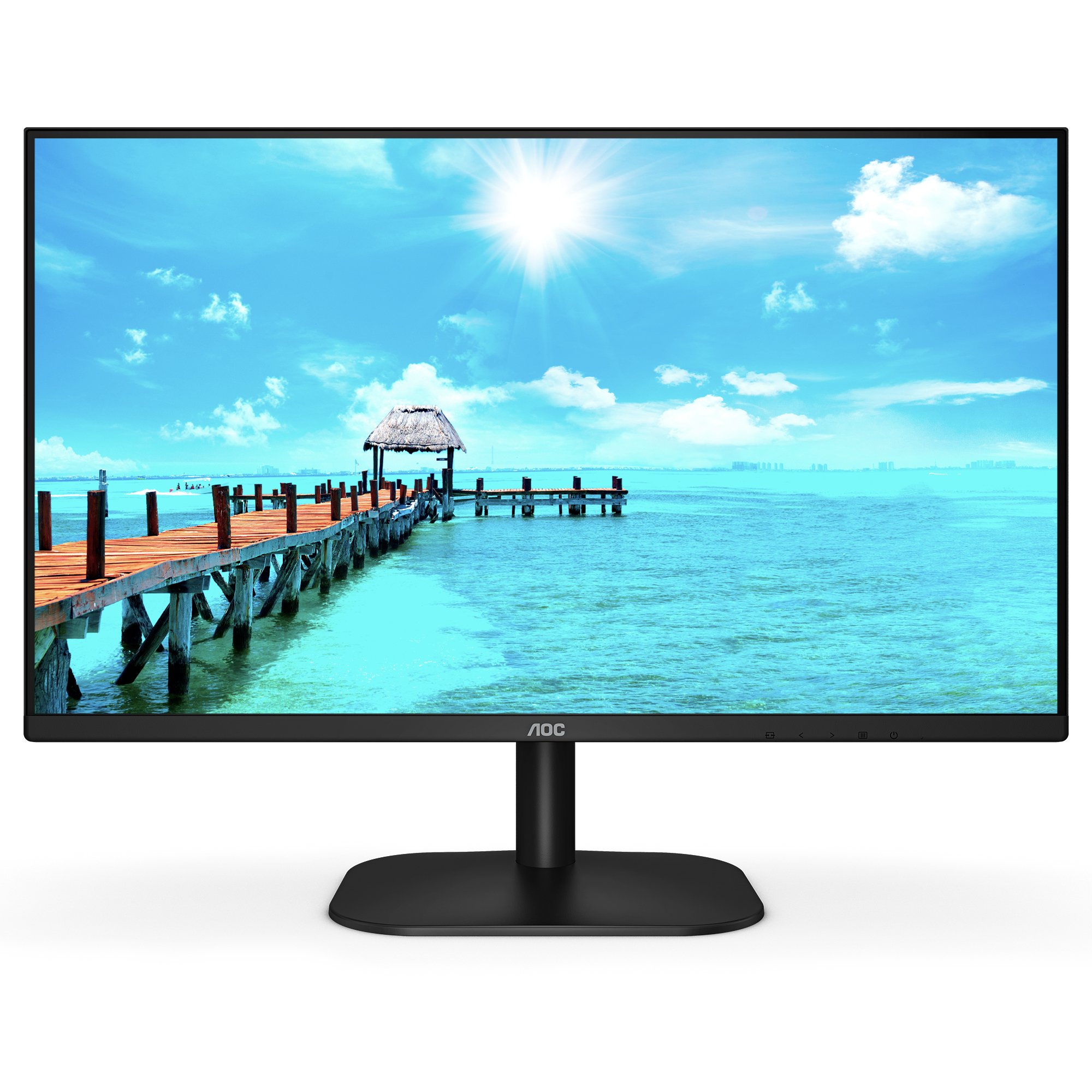 Monitor de ordenador mostrando una escena de playa.