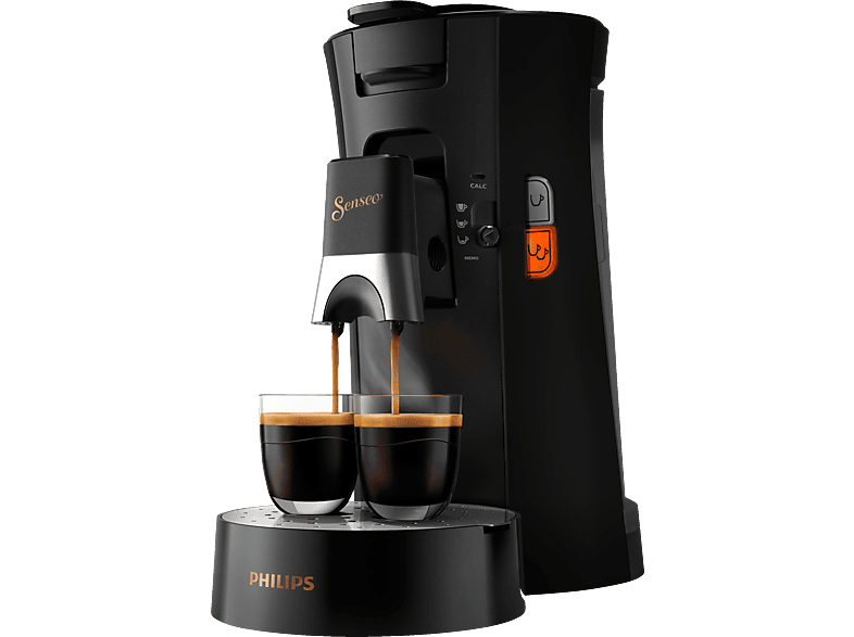 PHILIPS SENSEO® CSA240/60 Select mit Kaffeestärkewahl und Memo-Funktion, 0.9L Wassertank, Padmaschine, Klavierlackschwarz