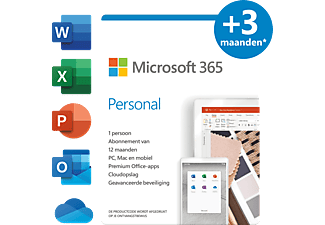 Microsoft 365 Personal NL 12 maanden (+3 maanden extra bij aankoop van een laptop*)