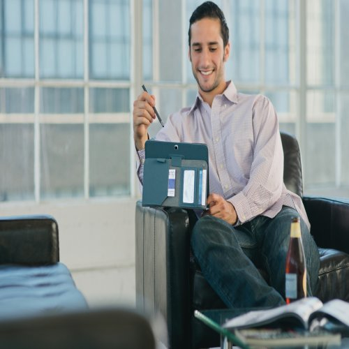 Funda tipo libro flexible con soporte Comercio™ para Galaxy Tab® 3 10.1 - Azul