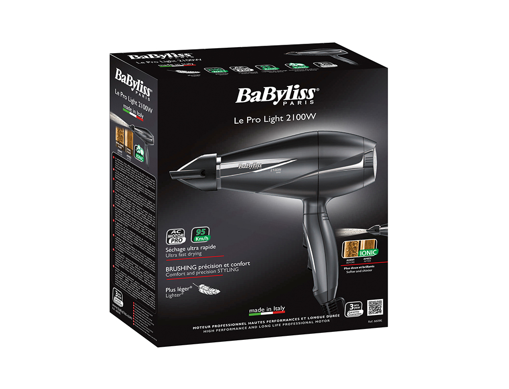 Secador de pelo - Babyliss 6609E Potencia 2100W, Función iónica