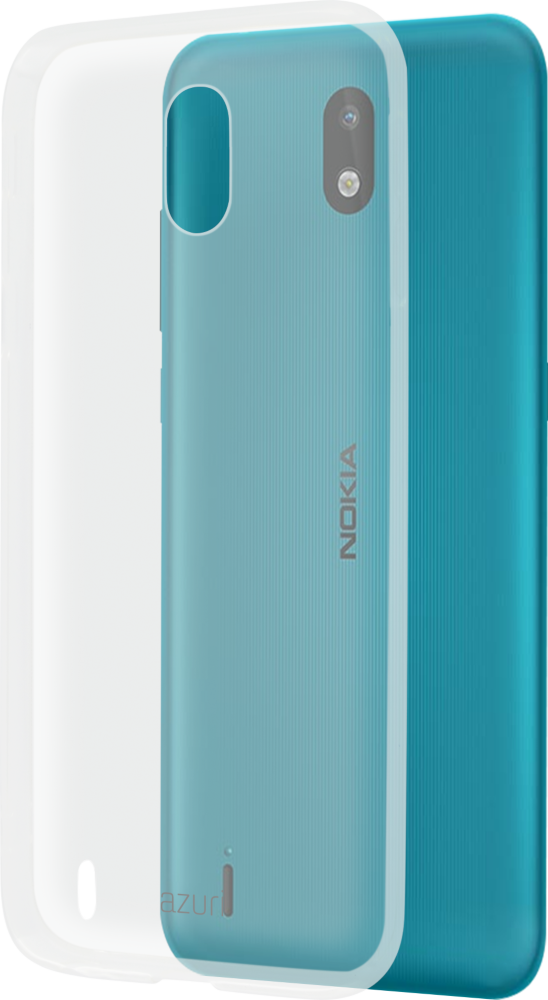 Coque de téléphone : couleurs blanc, bleu et sarcelle, avec un logo Nokia.