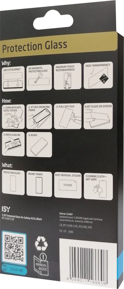 ISY Beschermglas Galaxy A21S Zwart (IPG-5109-2.5D)