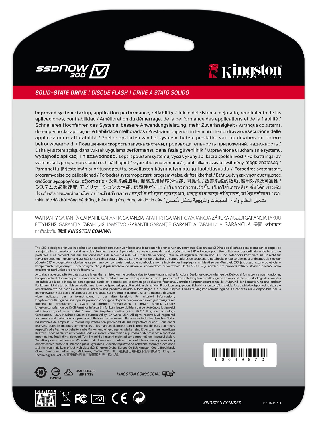 Disco Duro SSD de 240GB - Kingston SSDNow V300, 2,5 pulgadas, SATA III