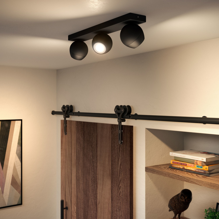Foco - Philips Hue Buckram Bar, 3 Focos, Inteligentes, Interior, LED, Luz blanca y color, Domótica