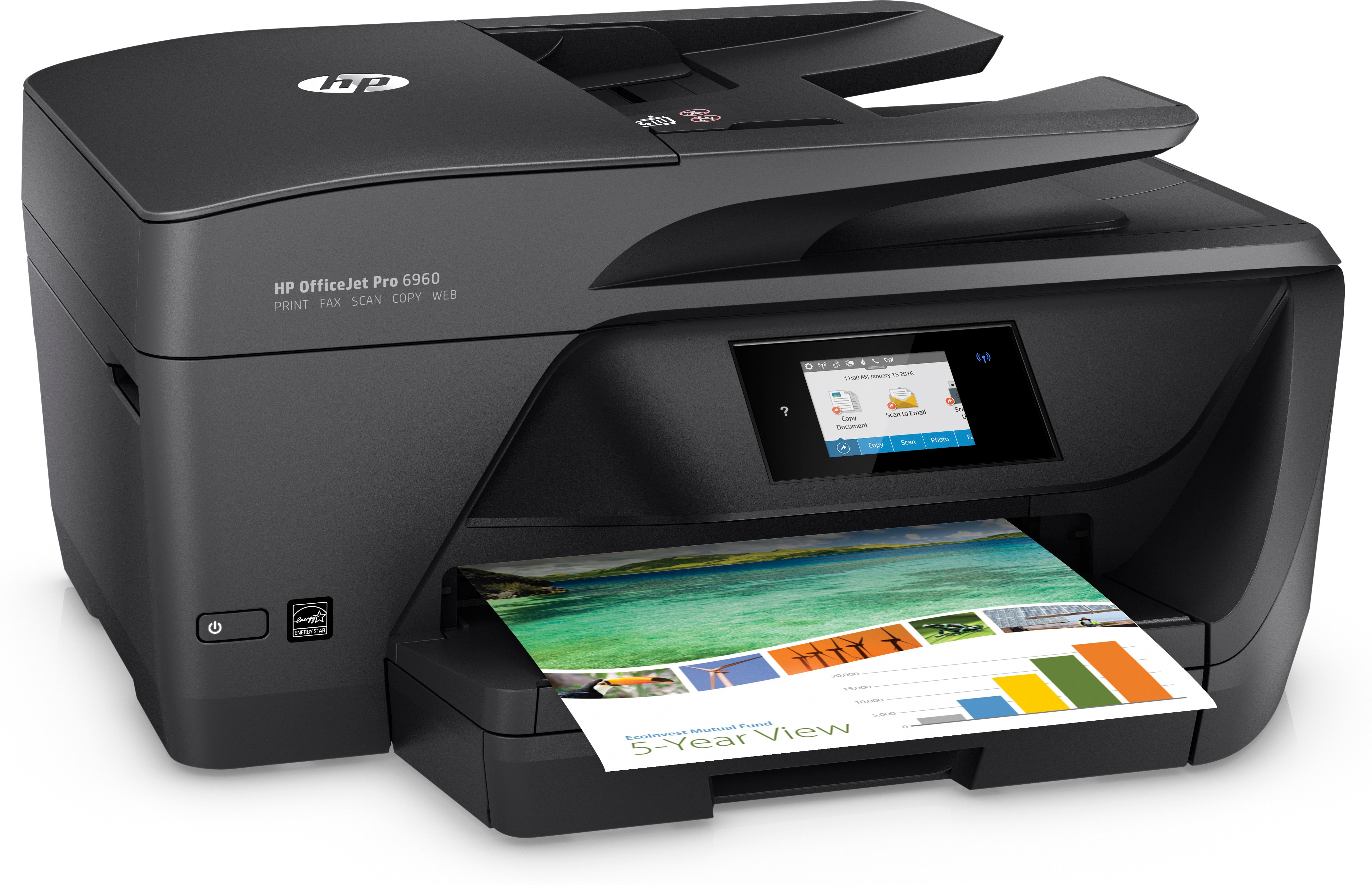 Impresora multifunción - HP OfficeJet Pro 6960, Inyección de tinta, Color, WiFi, 600x1200, 18/10ppm