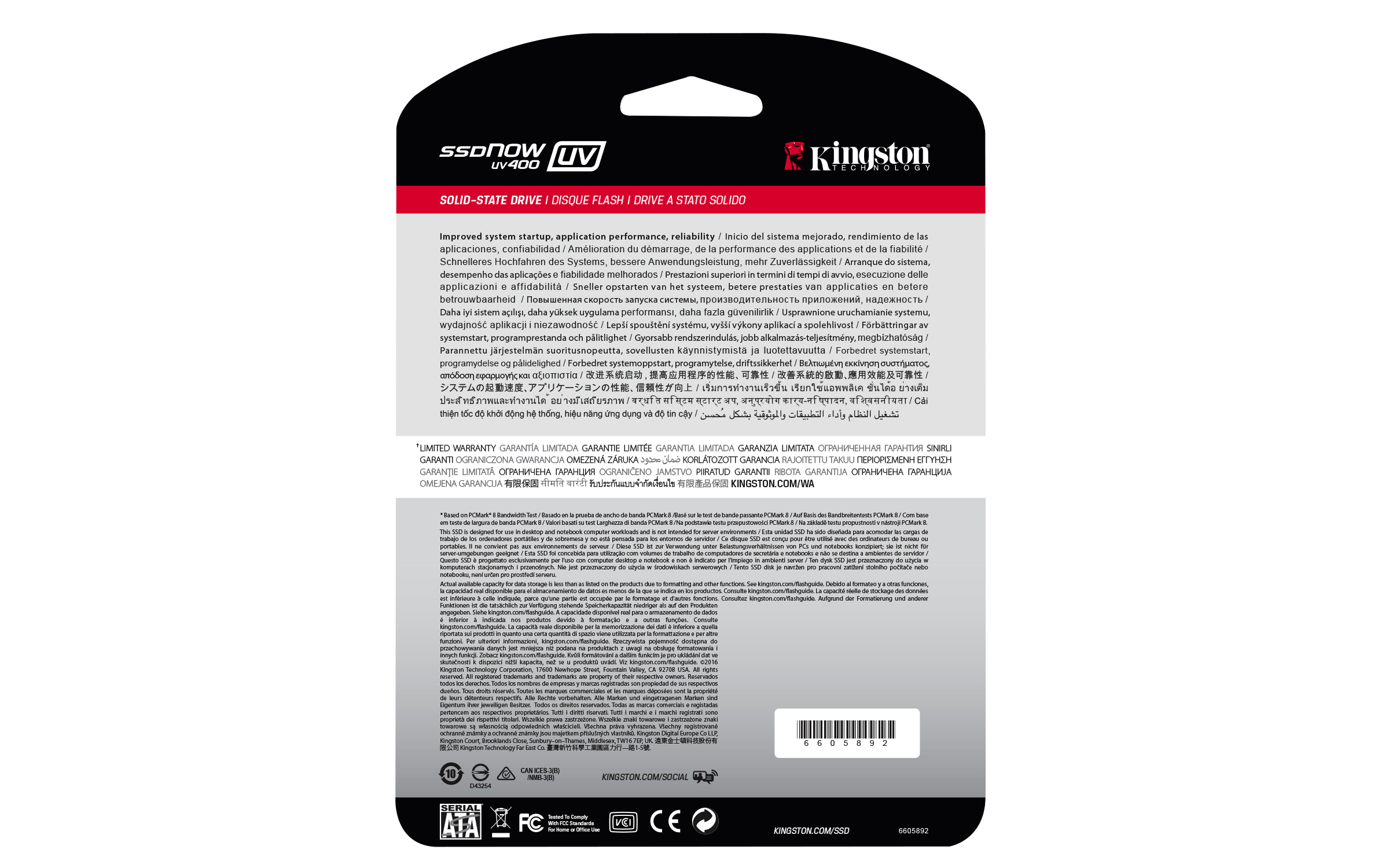 Disco duro SSD 480 GB - Kingston SSDNOW UV400, 2.5", Controlador Marvell