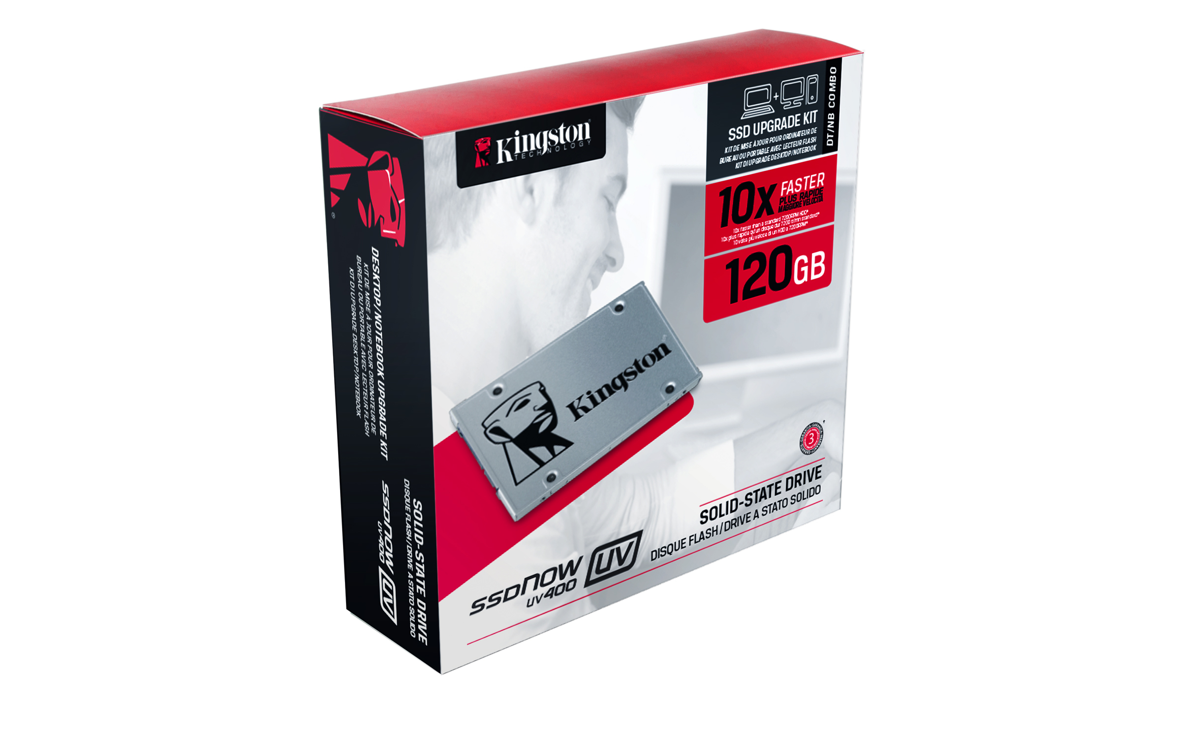 Disco duro SSD 120 GB - Kingston SSDNOW UV400 Upgrade Bundle Kit, 2.5", Controlador Marvell