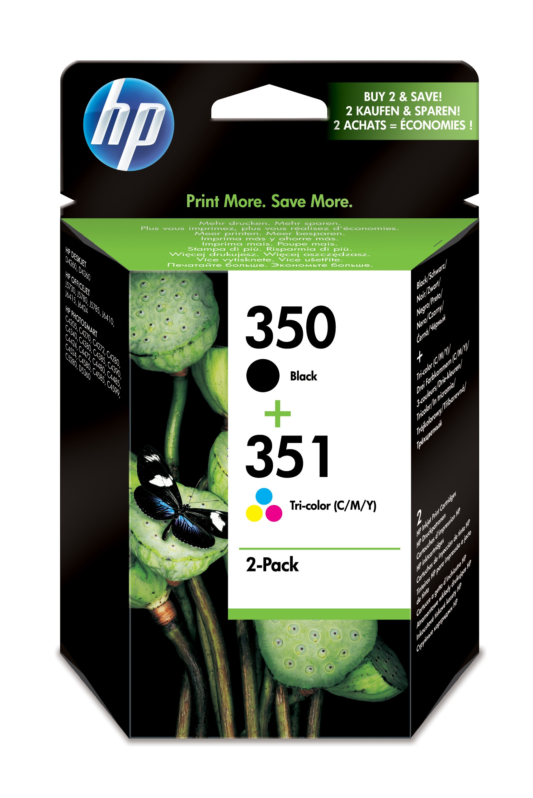Cartucho de tinta - HP 350/351 Combo 2 Pack, Negro y tricolor, SD412EE